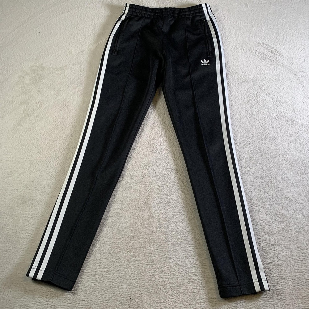 Adidas Track Pants Womens XS Black 3 Stripe Trefoil Zip‎ Pocket Slim Ankle Zip